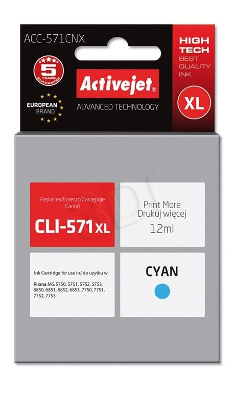 ActiveJet cyan črnilo Canon CLI-571C XL