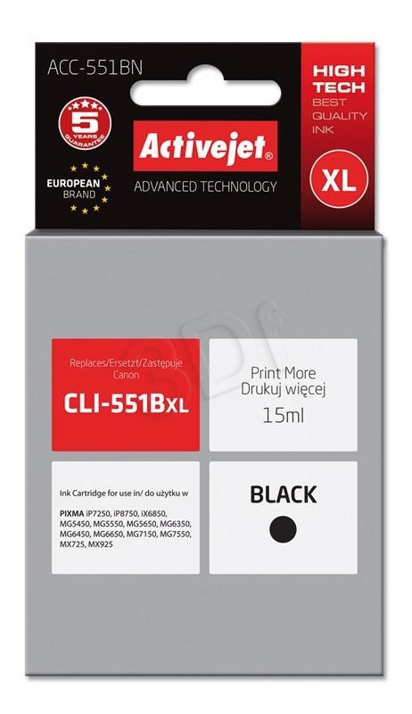 ActiveJet črno črnilo Canon CLI-551BkXL