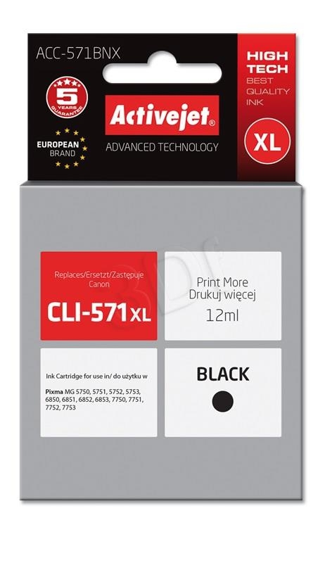 ActiveJet črno črnilo Canon CLI-571B XL