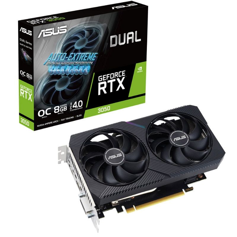 ASUS Dual GeForce RTX 3050 V2 OC 8GB GDDR6 (90YV0GH6-M0NA00) grafična kartica