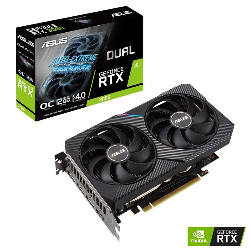 ASUS Dual GeForce RTX 3060 V2 OC 12GB GDDR6 (90YV0GB2-M0NA10) gaming grafična kartica