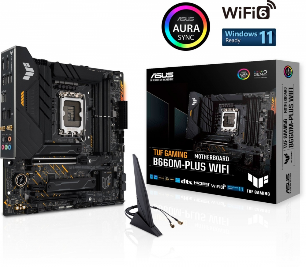 ASUS TUF GAMING B660M-PLUS WIFI, DDR5, SATA3, USB3.2Gen2x2, DP, WiFi, LGA1700 mATX