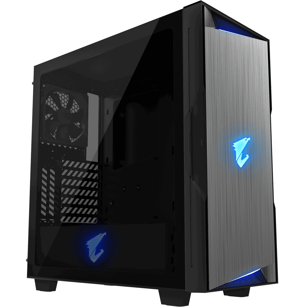 Gigabyte AC300G GLASS USB-C USB 3.1 Gen2 ATX AORUS RGB osvetljeno ohišje, črno