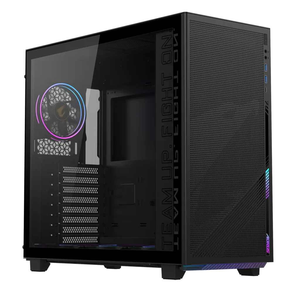 Gigabyte AORUS C400 GLASS USB-C USB 3.2 Gen2 ATX AORUS RGB osvetljeno ohišje, črno