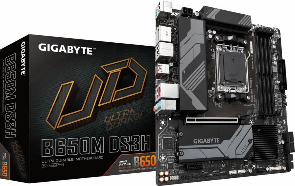 GIGABYTE B650M DS3H, DDR5, SATA3, USB3.2Gen2, DP, 2.5GbE, AM5 mATX