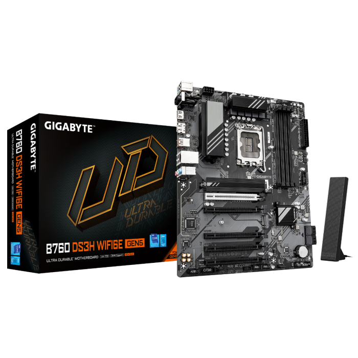 GIGABYTE B760 DS3H WF6E GEN5, DDR5, SATA3, USB3.2Gen2, DP, WiFi, LGA1700 ATX