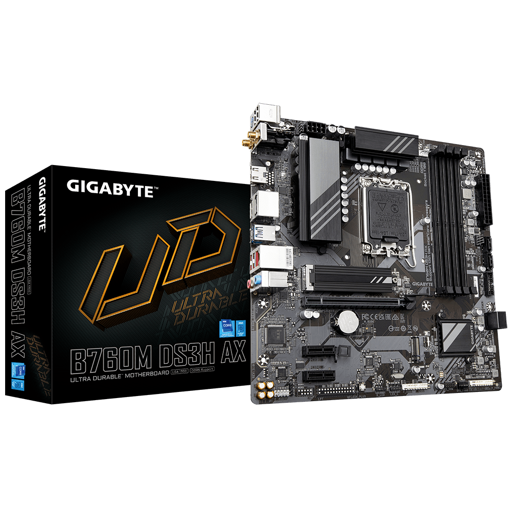 GIGABYTE B760M DS3H AX, DDR5, SATA3, USB3.2Gen2, DP, WiFi 6E, LGA1700 mATX