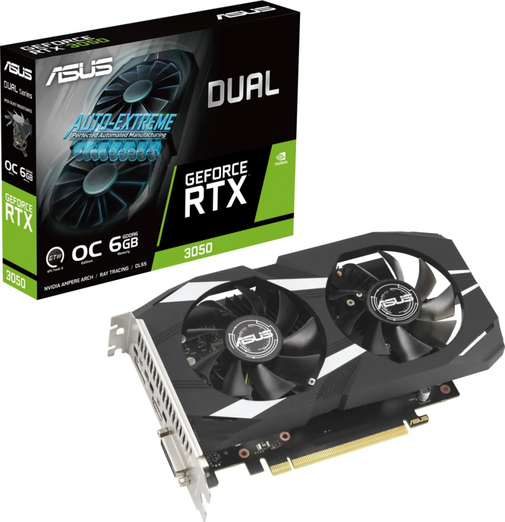 Grafična kartica ASUS GeForce RTX 3050 DUAL OC, 6GB GDDR6, PCI-E 4.0