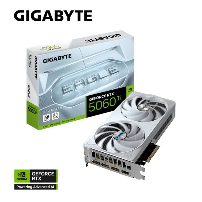 Grafična kartica GIGABYTE GeForce RTX 5060 Ti Eagle OC ICE 16G, 16GB GDDR7, PCI-E 5.0