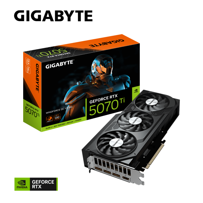 Grafična kartica GIGABYTE GeForce RTX 5070 Ti WINDFORCE OC V2 16G, 16GB GDDR7, PCI-E 5.0