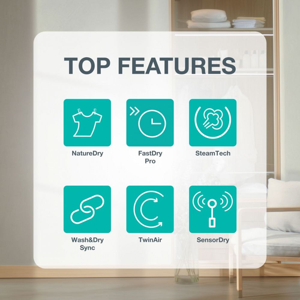 Kondenzacijski sušilnik perila s toplotno črpalko DG69CPS