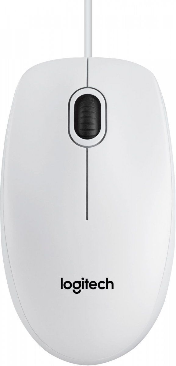 Logitech B100 optična miška, USB, bela