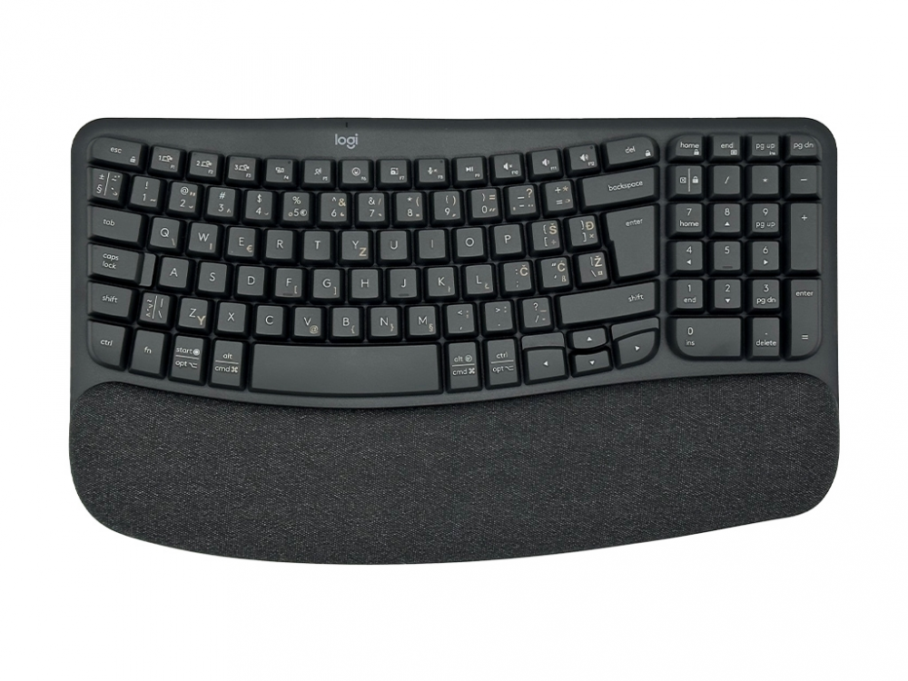 Logitech brezžična tipkovnica ergonomska Wave Keys črna SLO gravura