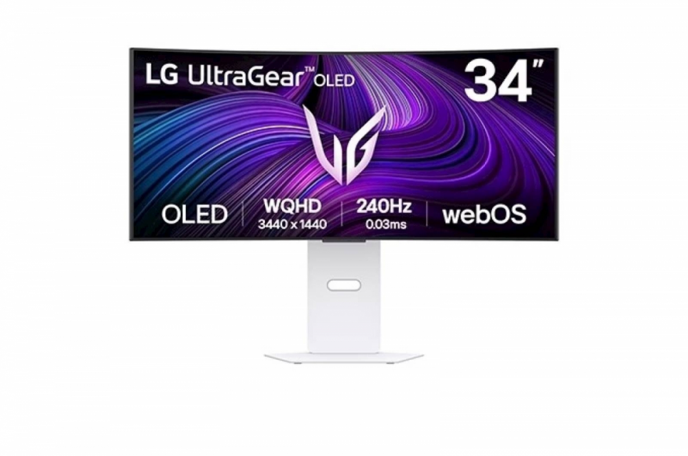 Monitor LG 34 OLED 34GX90SA-W UltraGear ukrivljen, 3440x1440, 2x HDMI, DP, USB-C, 240 Hz, bel