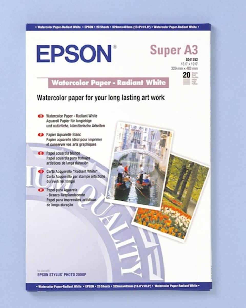 PAPIR EPSON A3+, 20L WATERCOLOR - RADIANT WHITE 190g/m2