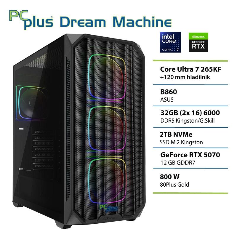 PCPLUS Dream Machine Ultra 7 265KF 32GB 2TB SSD RTX 5070 12GB gaming namizni računalnik