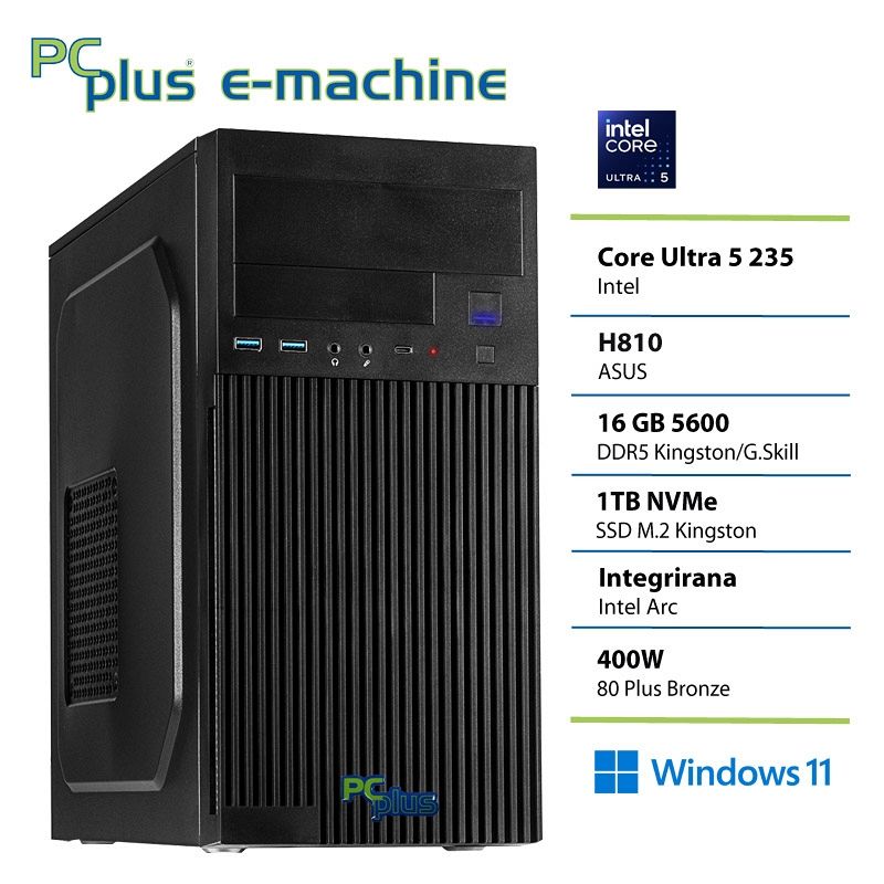 PCPLUS e-machine Core Ultra 5 235 16GB 1TB Windows 11 Home namizni računalnik
