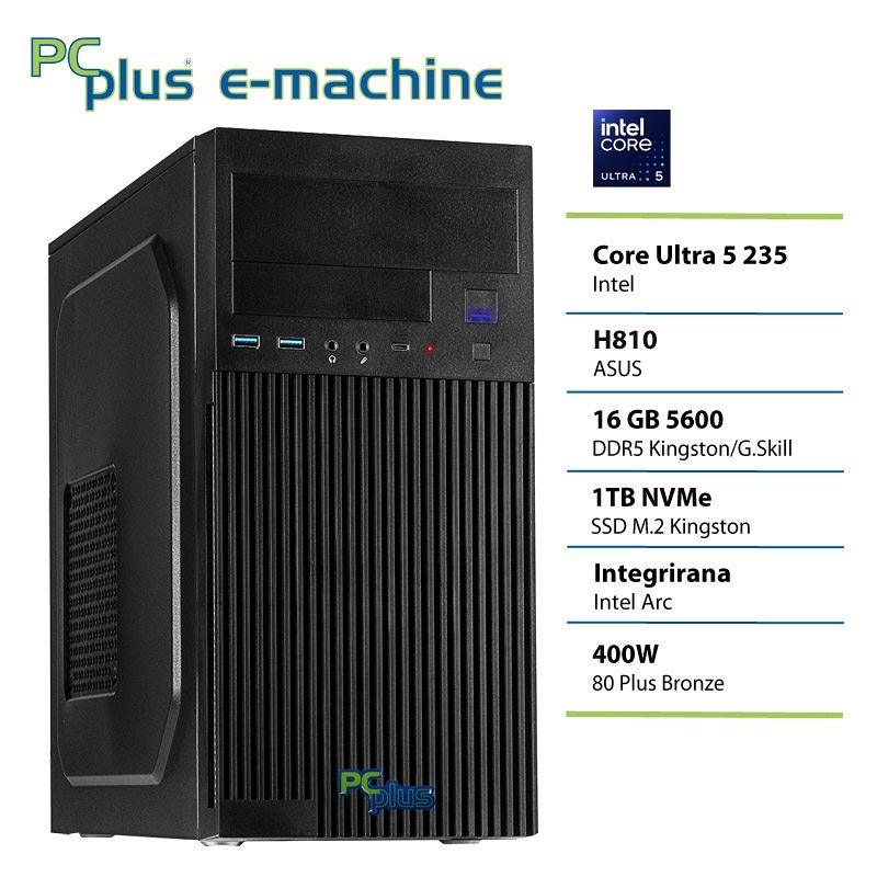 PCPLUS e-machine Core Ultra 5 235 16GB 1TB namizni računalnik
