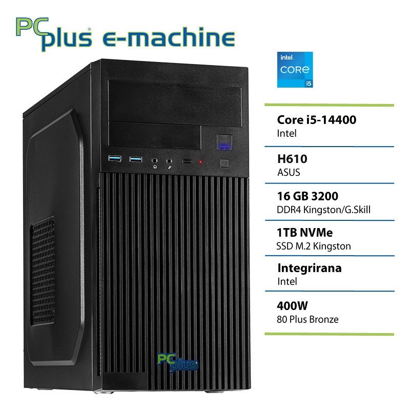 PCPLUS e-machine i5-14400 16GB 1TB namizni računalnik