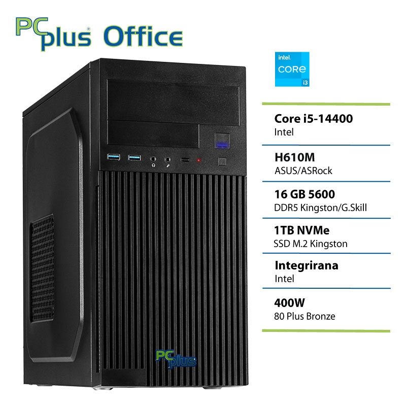 PCPLUS e-office i3-14100 16GB DDR5 1TB SSD namizni računalnik