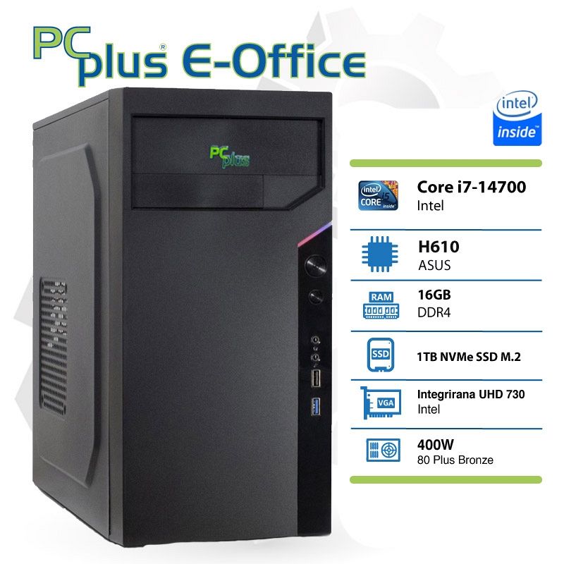 PCPLUS e-Office i7-14700 16GB 1TB NVMe SSD namizni računalnik