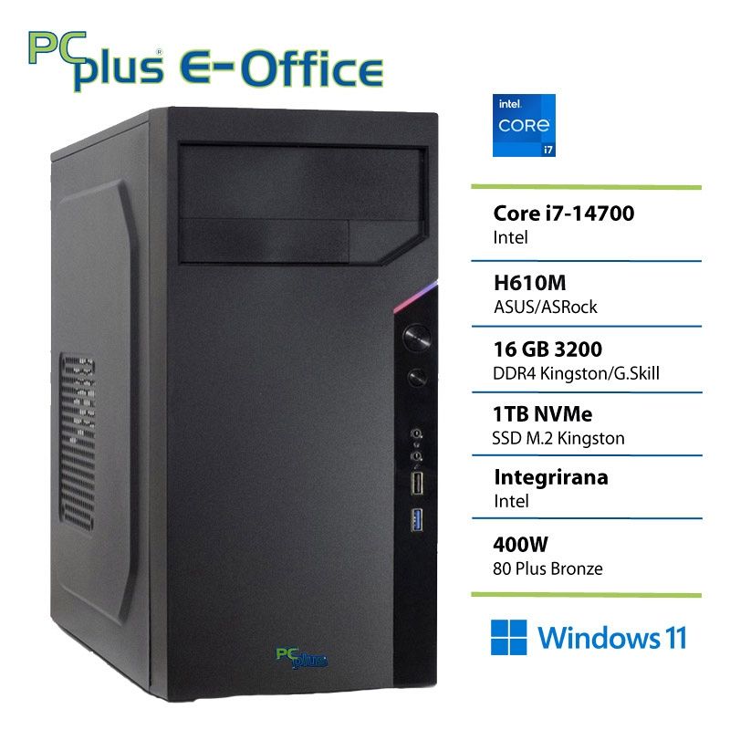 PCPLUS e-office i7 14700 16GB DDR4 1TB SSD Windows 11 Pro namizni računalnik