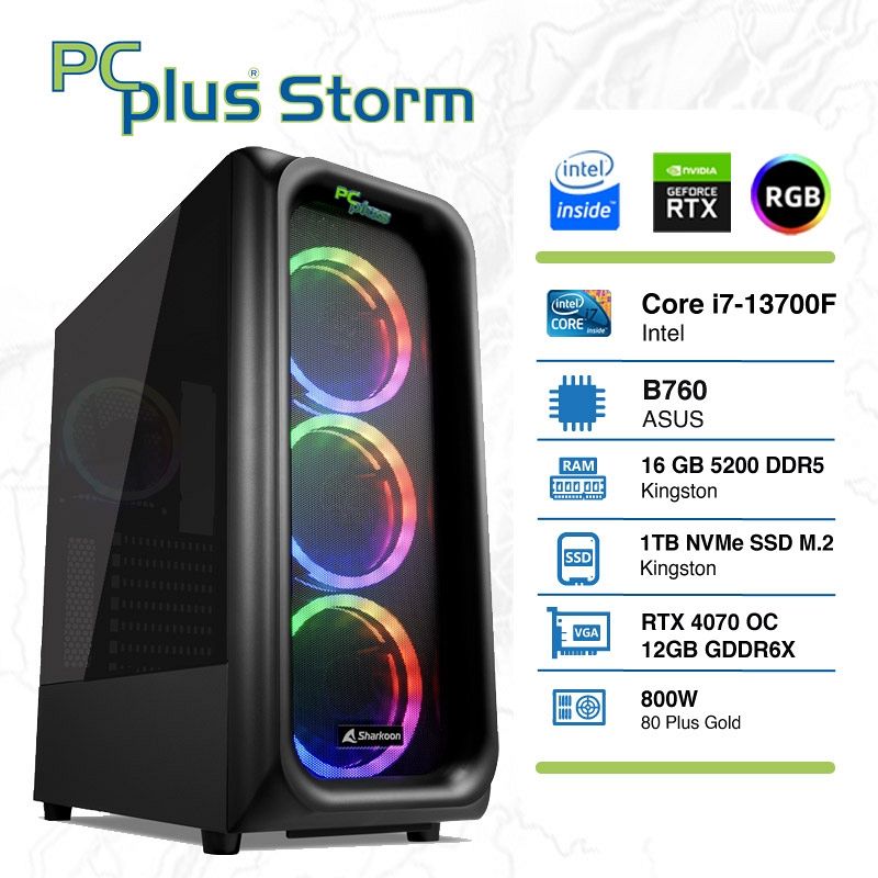 PCPLUS Gamer Ryzen 7 7700X 16GB 1TB M.2 NVMe SSD GeForce RTX 4070 12GB Windows 11 Home gaming namizni računalnik