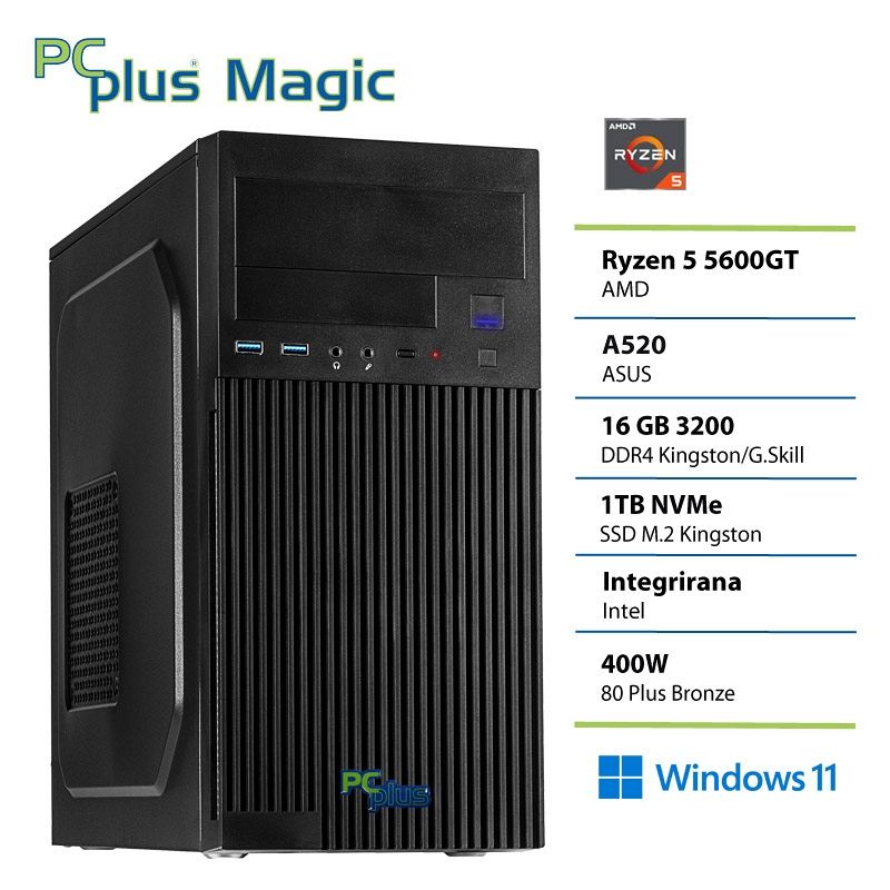PCPLUS Magic Ryzen 5 5600GT 16GB 1TB Windows 11 Home namizni računalnik