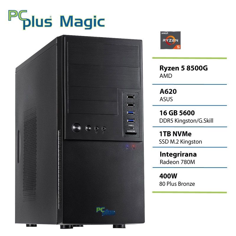 PCPLUS Magic Ryzen 5 8500G 16GB 1TB namizni računalnik