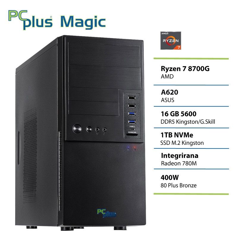 PCPLUS Magic Ryzen 7 8700G 16GB 1TB namizni računalnik