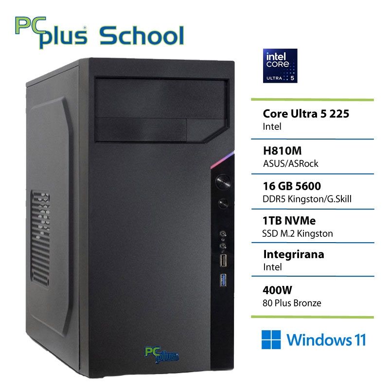 PCPLUS School Ultra 5 225 16GB 1TB Windows 11 PRO EDU (samo za izobraževalne ustanove) namizni računalnik
