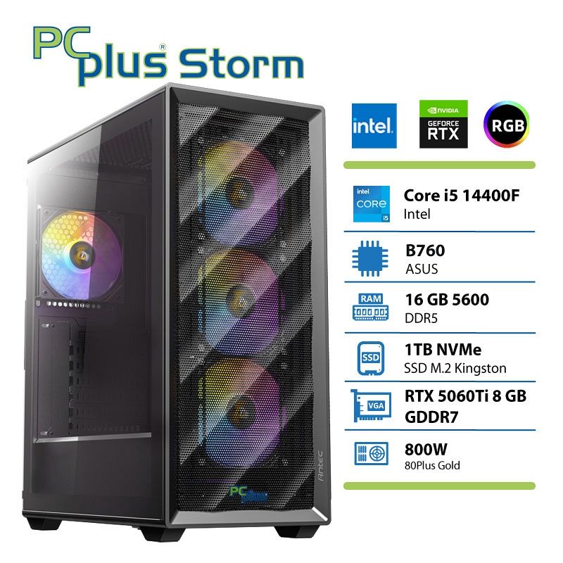PCPLUS Storm Core i5-14400F 16GB 1TB SSD RTX 5060Ti 8GB gaming namizni računalnik