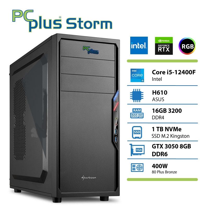 PCPLUS Storm i5-12400F 16GB 1TB NVMe SSD GeForce RTX 3050 8GB gaming namizni računalnik