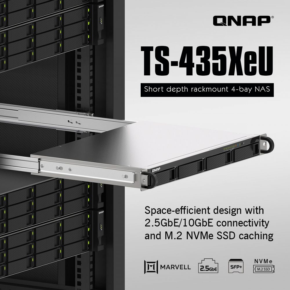 QNAP NAS strežnik 1U rack short, 4GB ram, 10Gb mreža