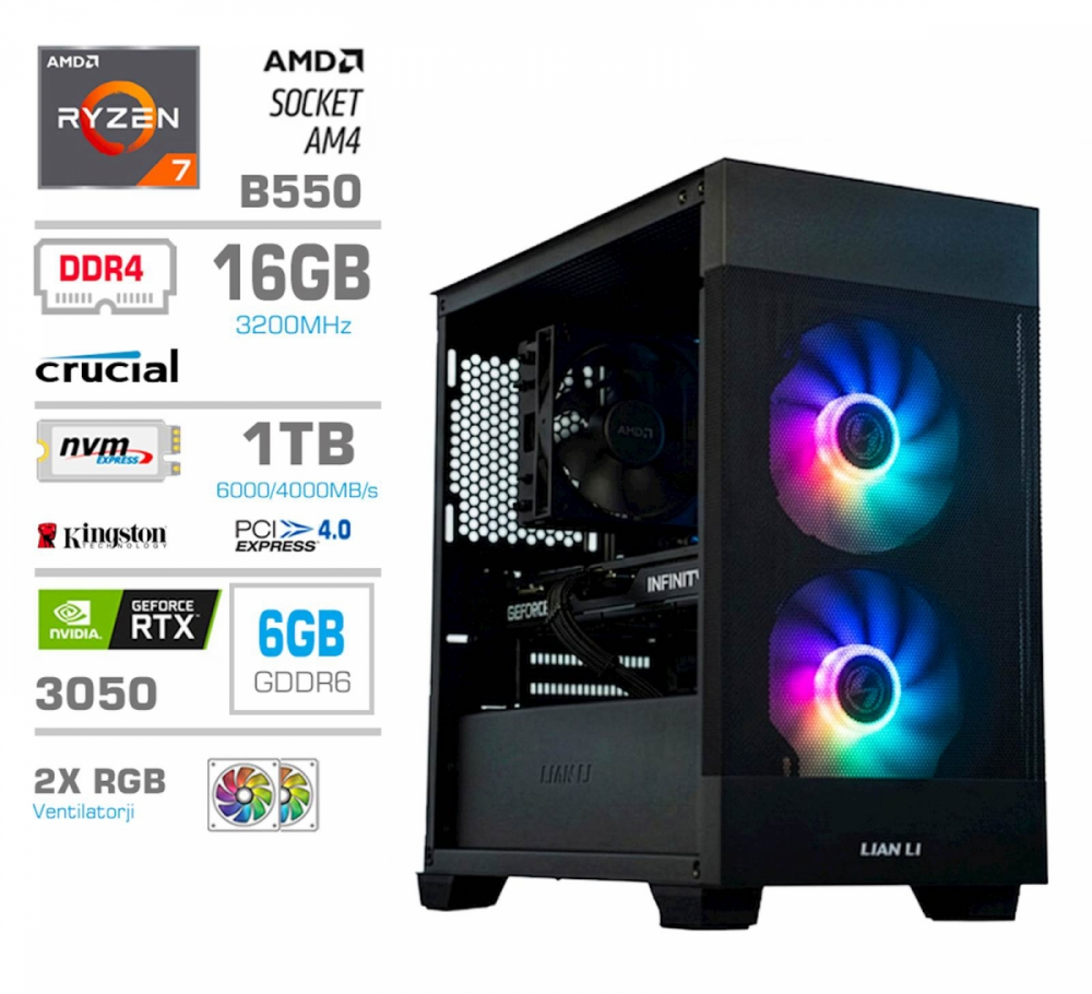 Računalnik PCX Exam Ryzen 5 5500/16GB/1TB/RTX3050