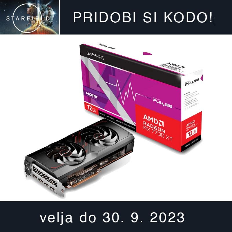 SAPPHIRE AMD Radeon RX 7700 XT PULSE 12GB GDDR6 gaming grafična kartica + Darilo: Monster Hunter Wilds