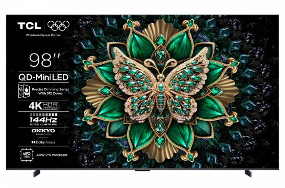 TCL 4K QD-Mini LED TV 98C61K, Google TV, 144Hz, Onkyo zvok z Dolby Atmos
