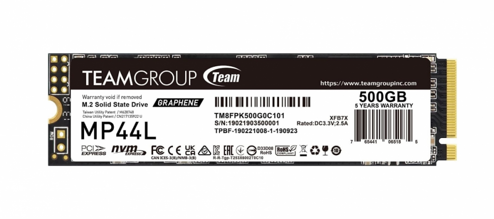 Teamgroup 500GB M.2 NVMe SSD MP44L 5000/2500 MB/s 2280