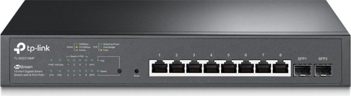 TP-Link JetStream 8-Port Gigabit Smart PoE+ Stikalo, 2 × SFP