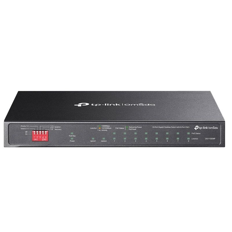 TP-LINK Omada DS110GMP 10-port 9xGbE 8xPoE+ RJ45 1x GbE SFP/RJ45 Combo Unmanaged mrežno stikalo switch