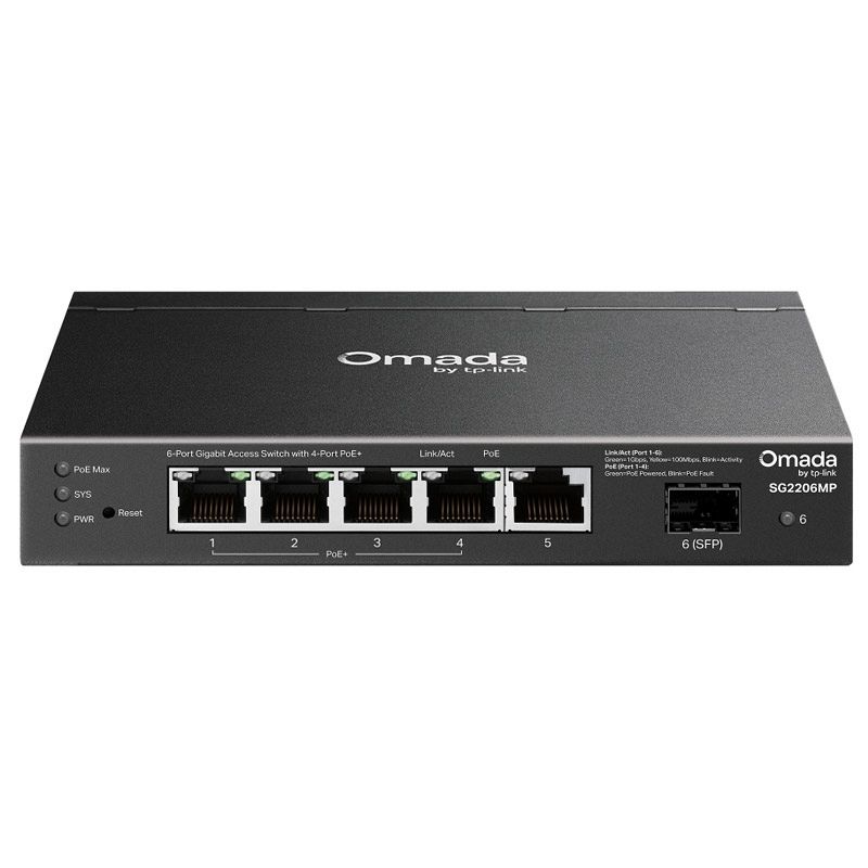 TP-LINK Omada SG2206MP 6-port Gigabit 4xPoE+ 1xSFP mrežno stikalo-switch
