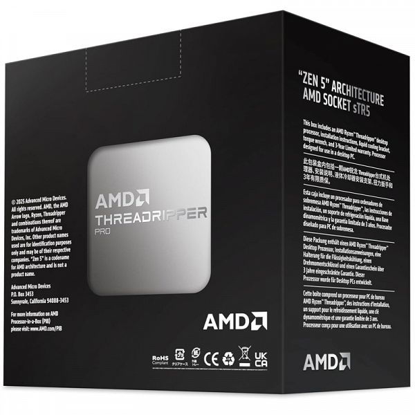 AMD Ryzen Threadripper PRO 9975WX 4/5,4GHz 32c/64t 128MB sTR5 350W BOX brez hladilnika procesor