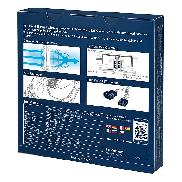 ARCTIC P14 PWM PST CO 140mm 4-pin ventilator