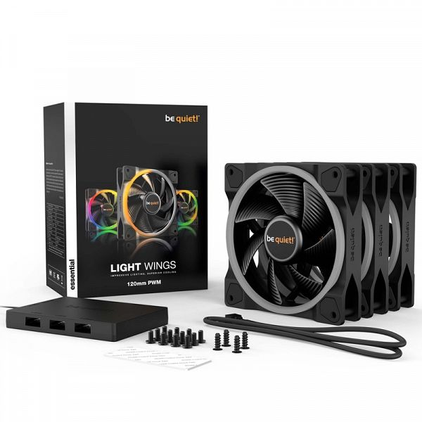 BE QUIET! LIGHT WINGS (BL076) triple pack RGB 120mm 4-pin PWM ventilator