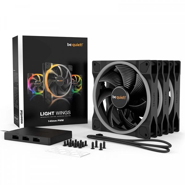 BE QUIET! LIGHT WINGS (BL078) triple pack RGB 140mm 4-pin PWM ventilator