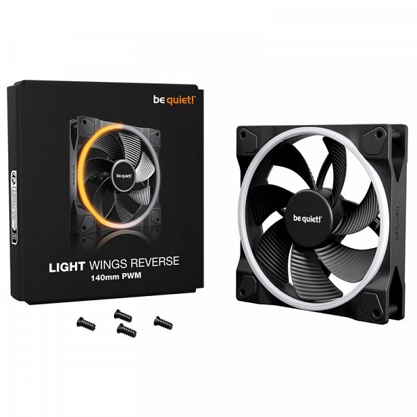 BE QUIET! LIGHT WINGS (BL134) Reverse 140mm 4-pin PWM ARGB črn ventilator