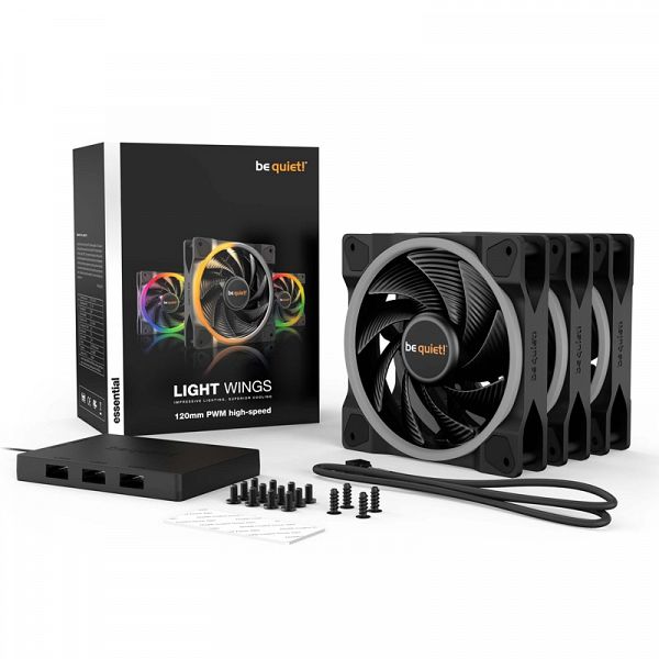 BE QUIET! LIGHT WINGS high-speed (BL077) Triple-Pack RGB 120mm 4-pin PWM ventilator