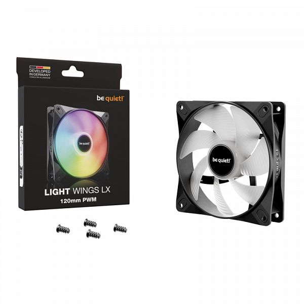 BE QUIET! LIGHT WINGS LX (BL122) RGB 120mm 4-pin PWM 3x beli ventilator