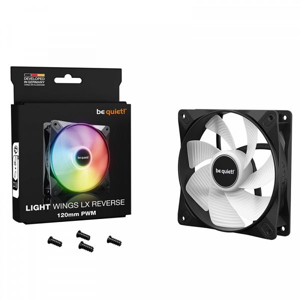 BE QUIET! LIGHT WINGS LX (BL132) Reverse 120mm 4-pin PWM ARGB črn ventilator
