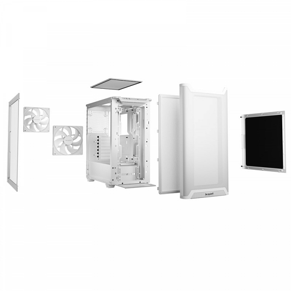 BE QUIET! Pure Base 501 Airflow (BGW75) midi-ATX okno belo ohišje